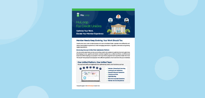HuLoop Credit Union Work Optimization Brochure