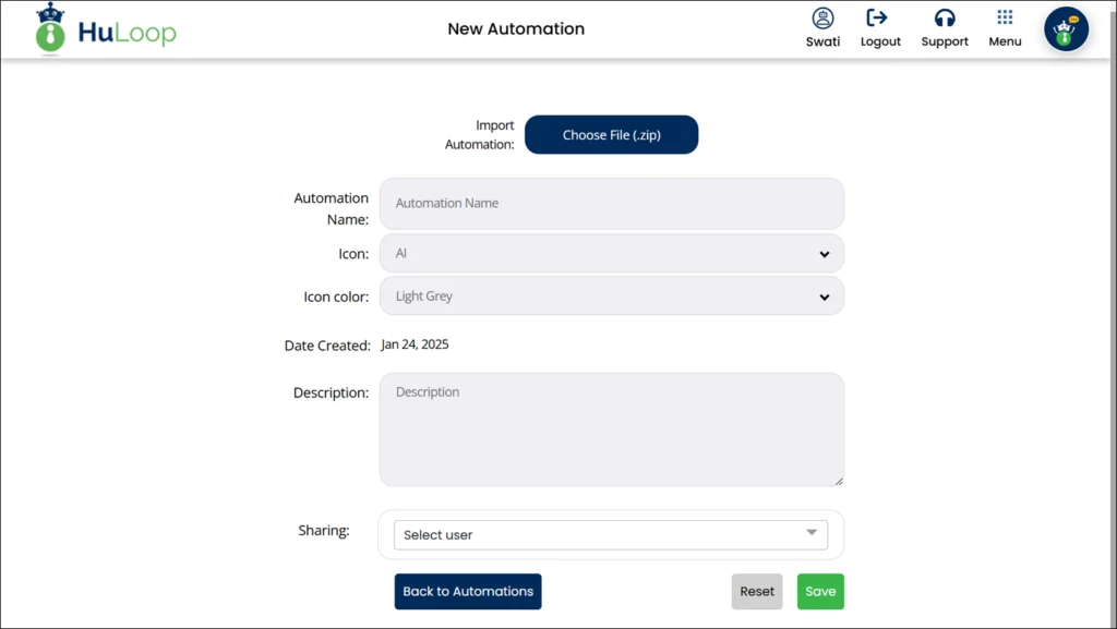 New Automation Screenshot
