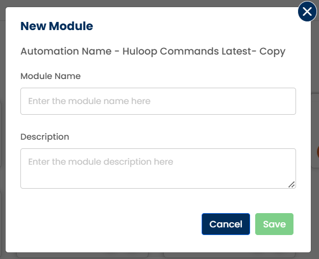 New Module Pop-up