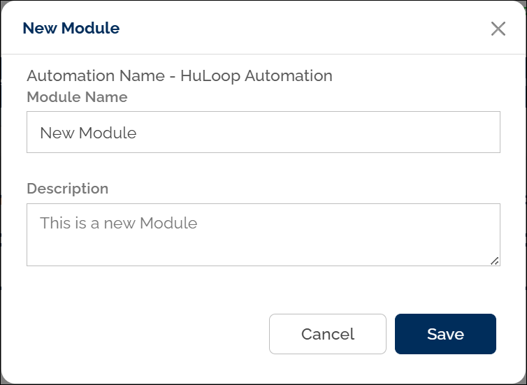 New Module Pop-up
