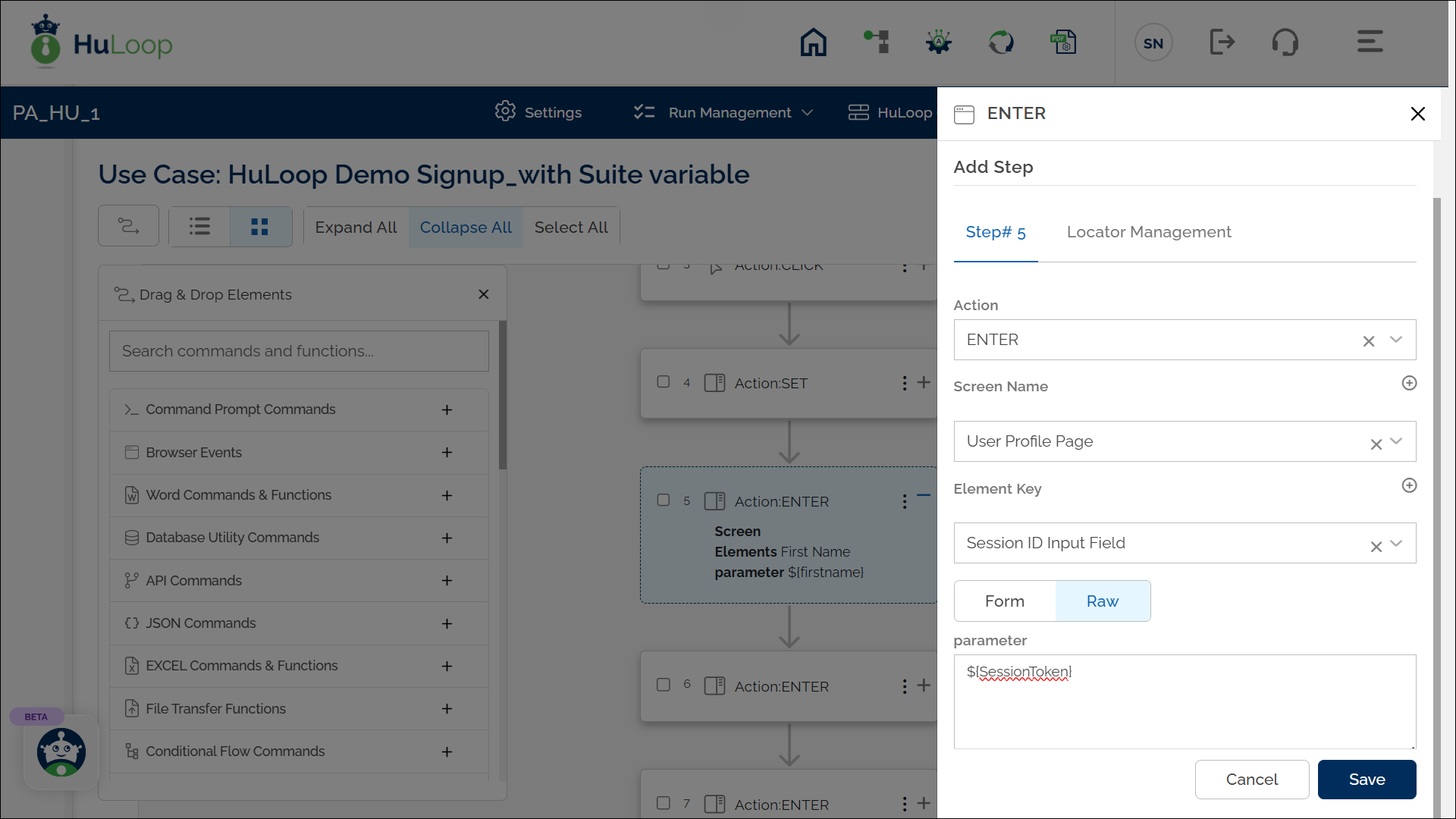 Using a Suite-level Variable: Grid View