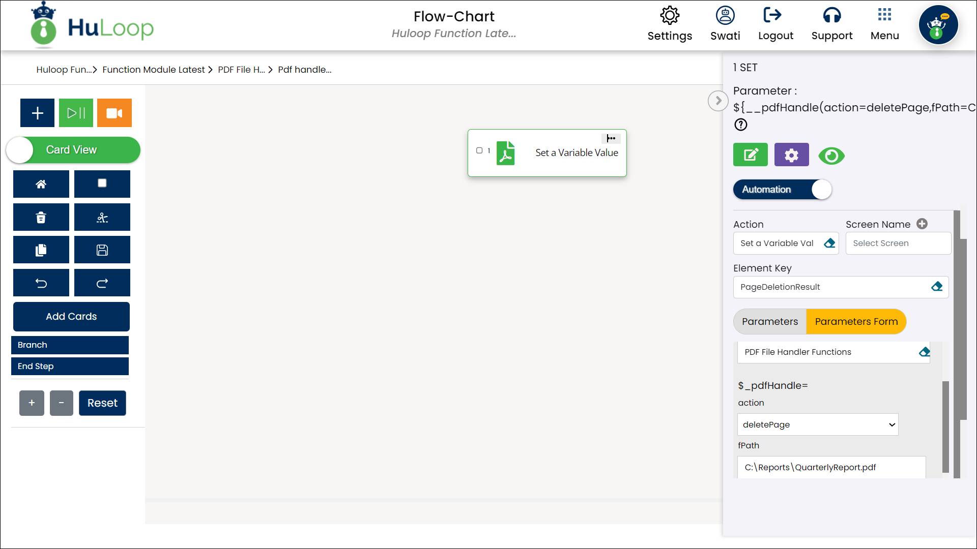 deletePage Command - Card View