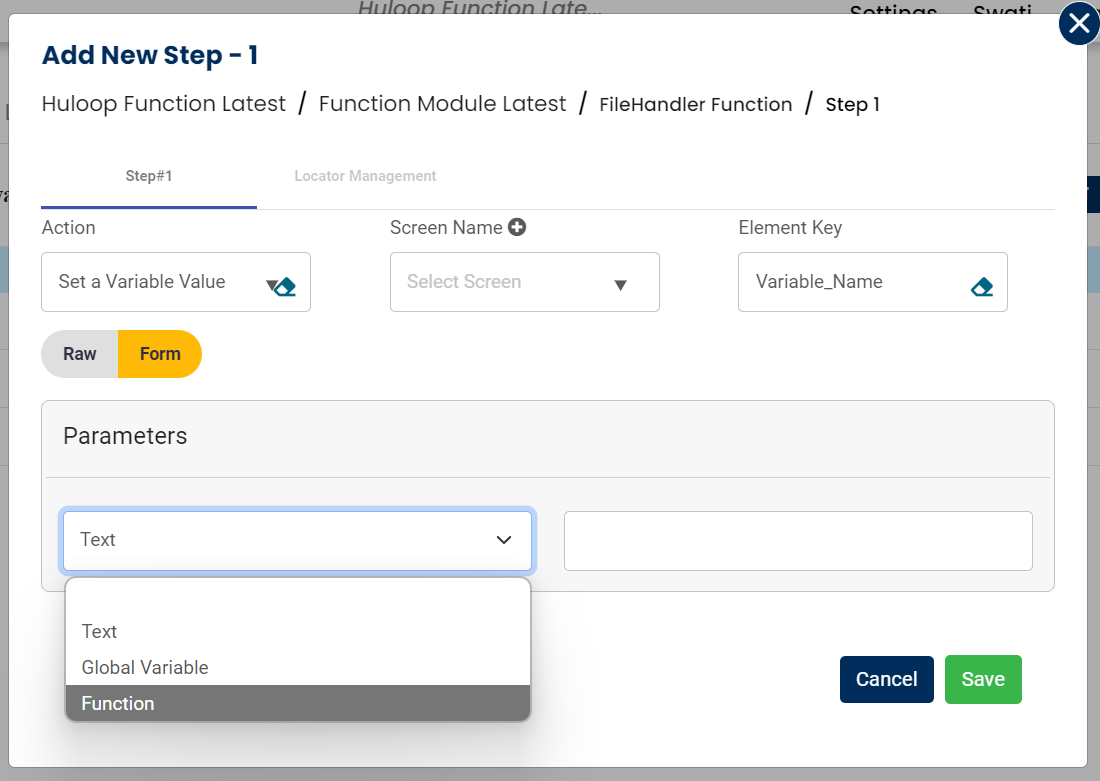 scrn-file-handler-function-select-function-in-dropdown-tabular-view