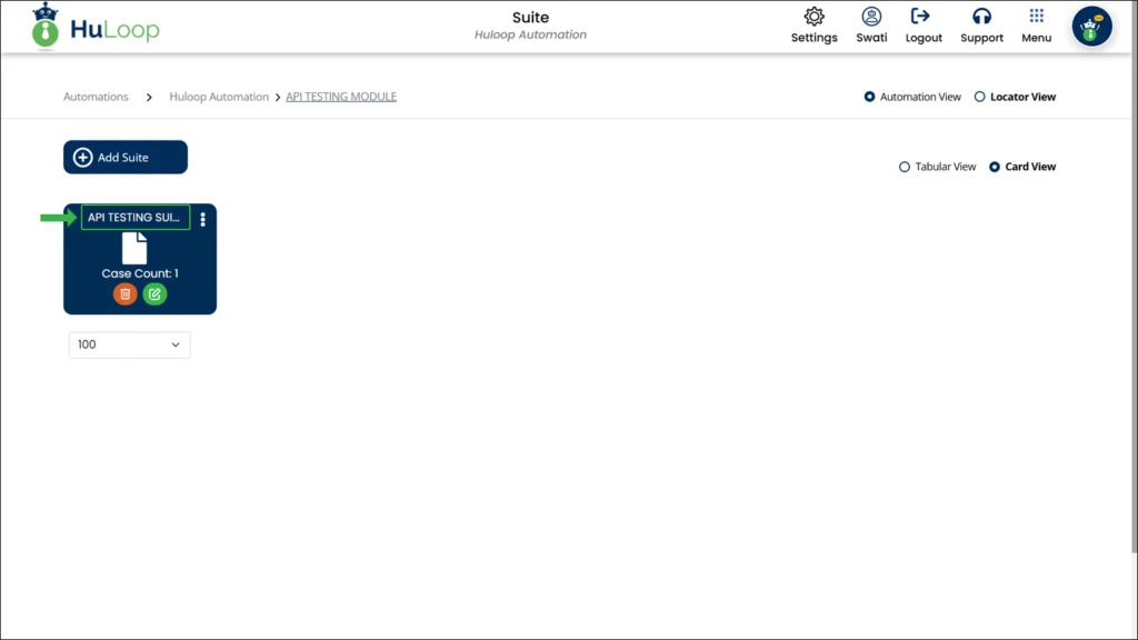 Suite Page: Card View