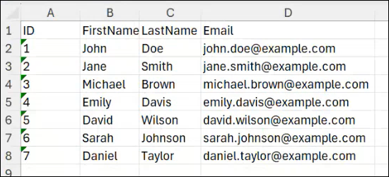 SQL query output in Excel