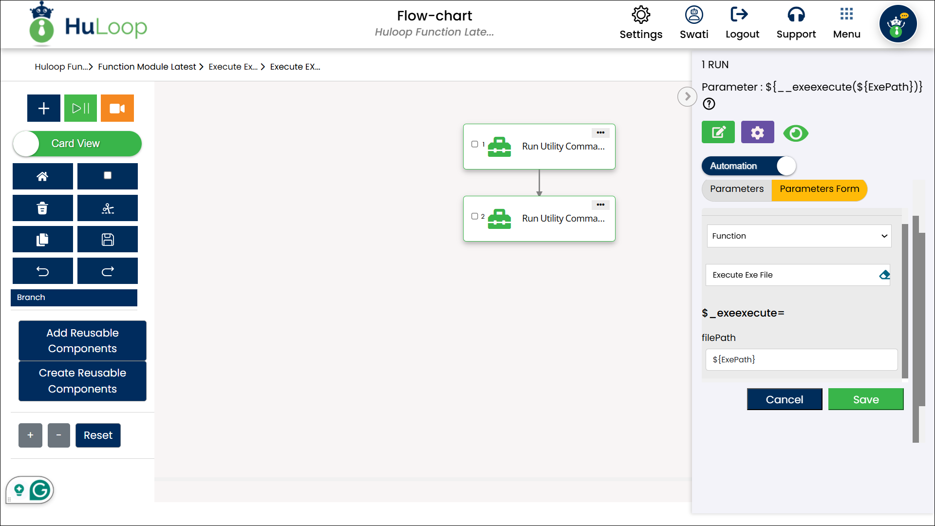 scrn-execute-exe-using-parameterized-file-card-view