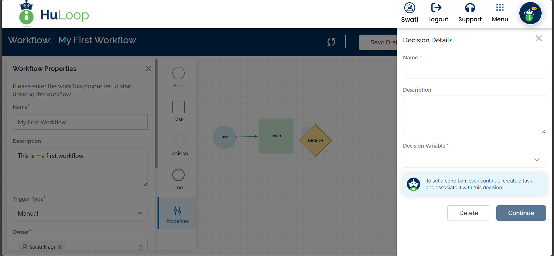 Adding a decision node