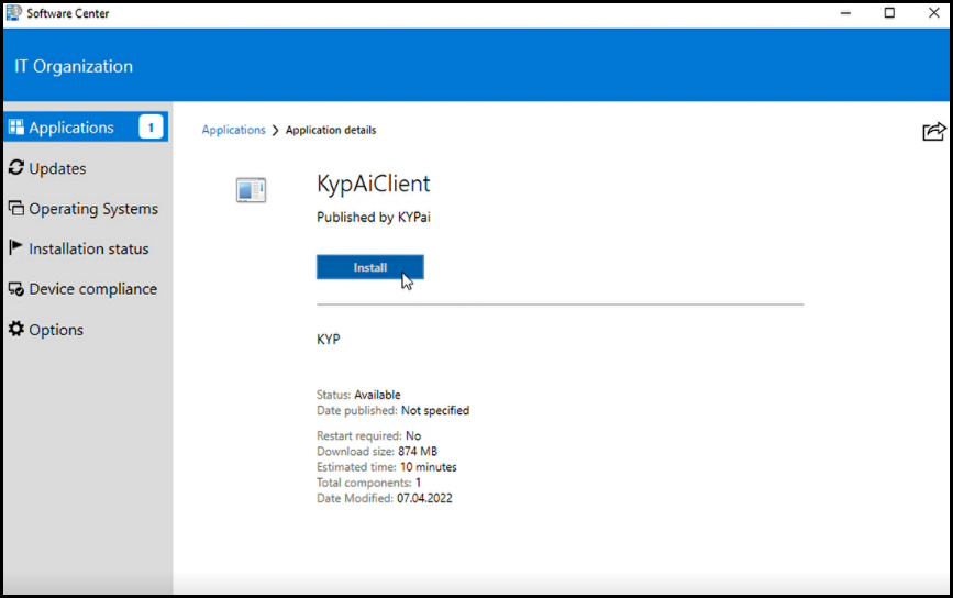 IG_Software_Center_showing_KypAiClient_available_for_installation