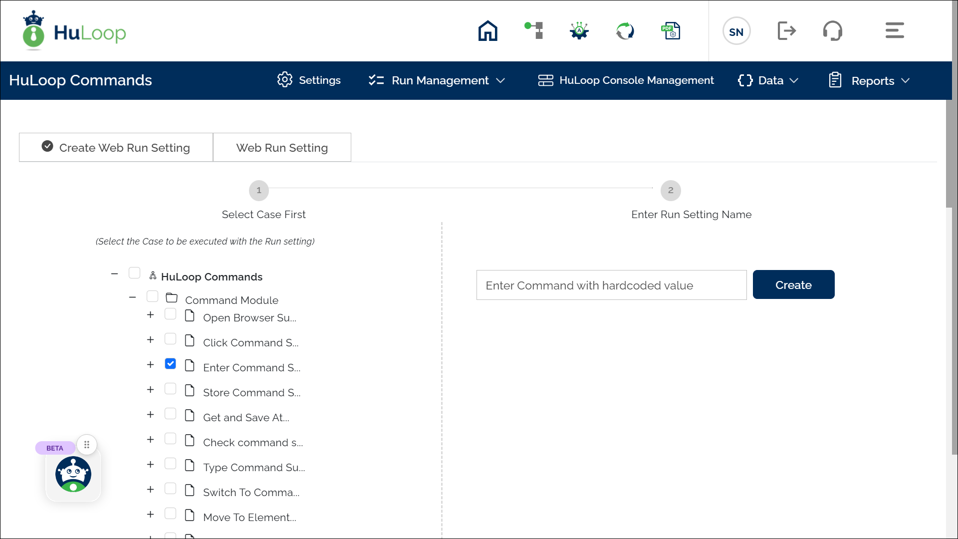 Creating a Run Setting Name for a Case execution