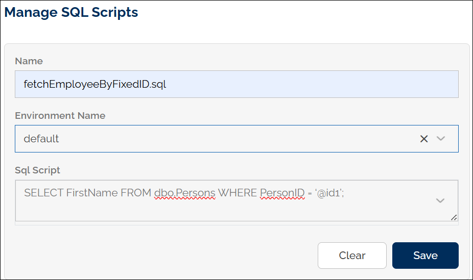 Example of Parameterized SQL Query with a Predefined PersonID Value