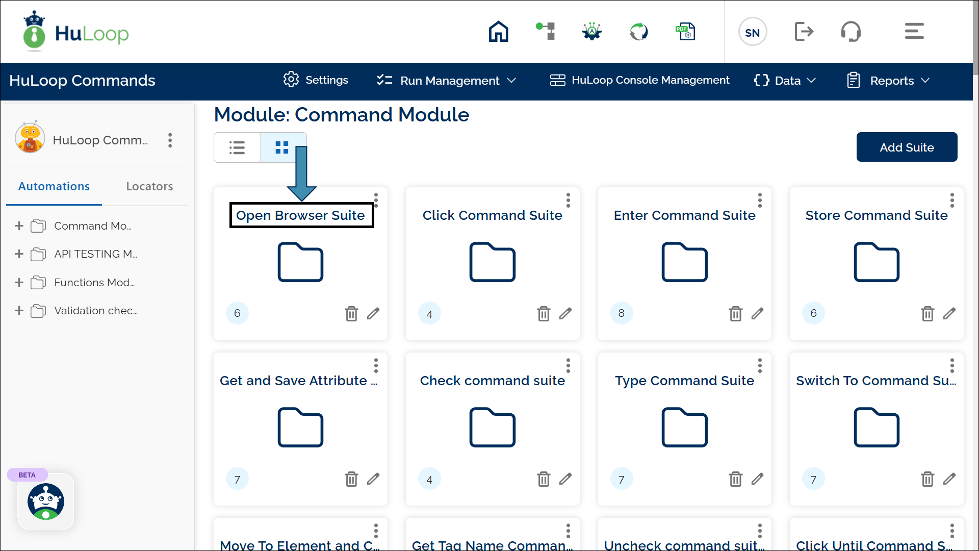 Suite Page: Grid View