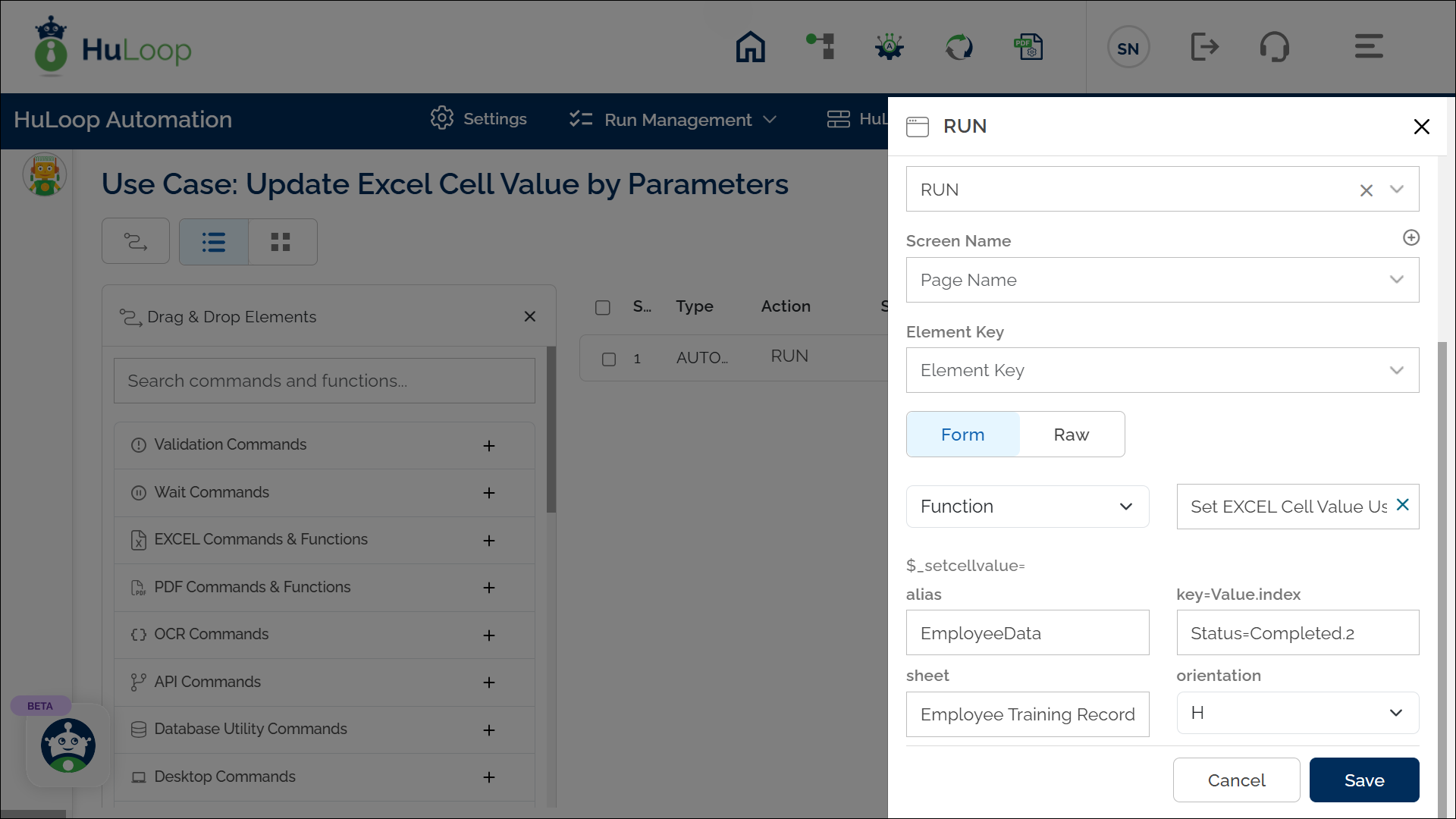 Set EXCEL Cell Value Using Parameters: List View