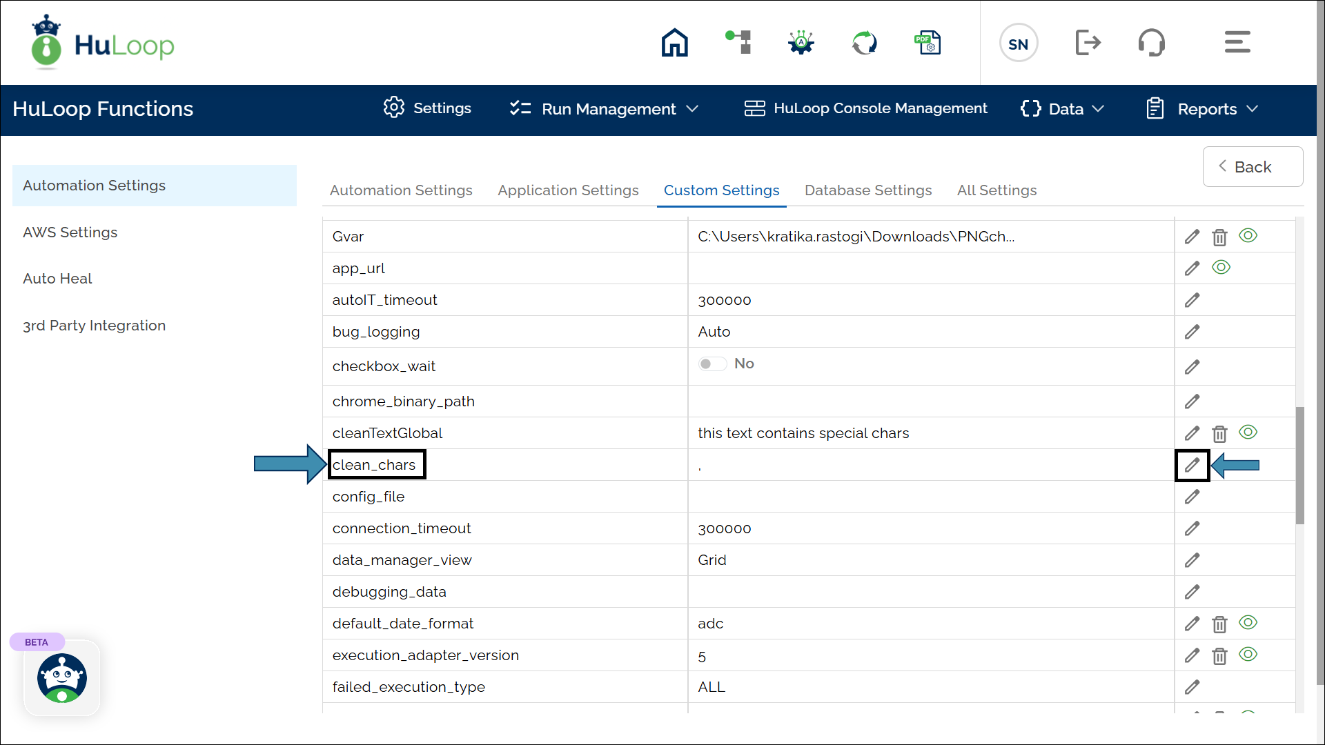 Custom Settings Page
