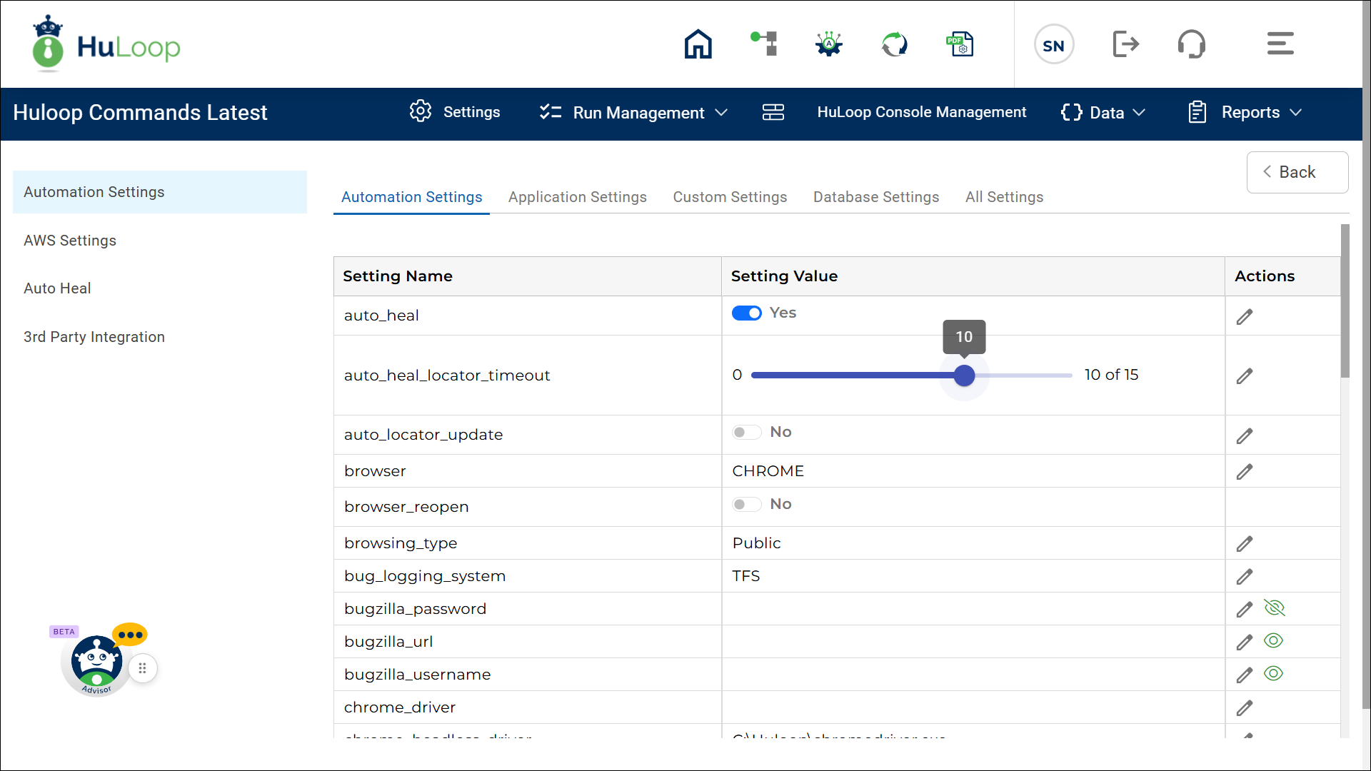 Auto Heal timeout value configuration