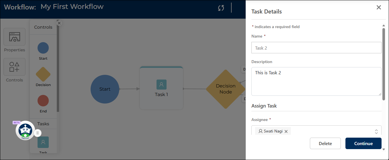 Editing a task in Workflow