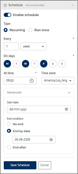 Advanced Scheduling Options