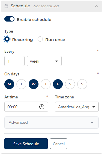 Recurring Schedule Configuration