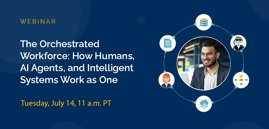 The Orchestrated Workforce webinar by HuLoop and Bluewave Technology Group, exploring how humans, AI agents, and intelligent systems work as one.